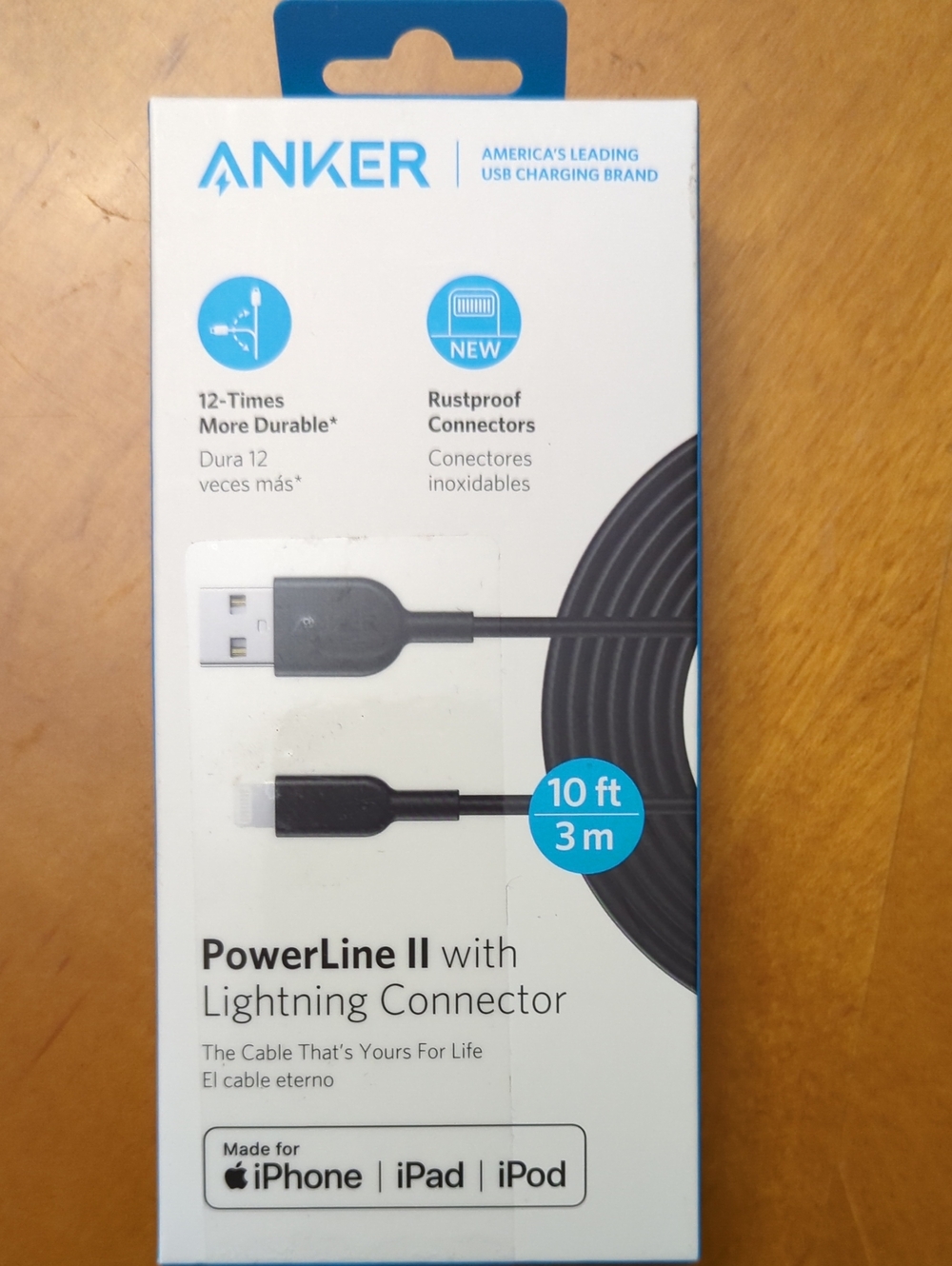 Anker PowerLine II Lightning Cable 10ft for iPhone iPad iPod